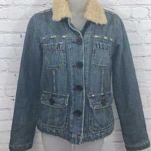 Abercrombie Denim Jacket Faux Fur Collar Small